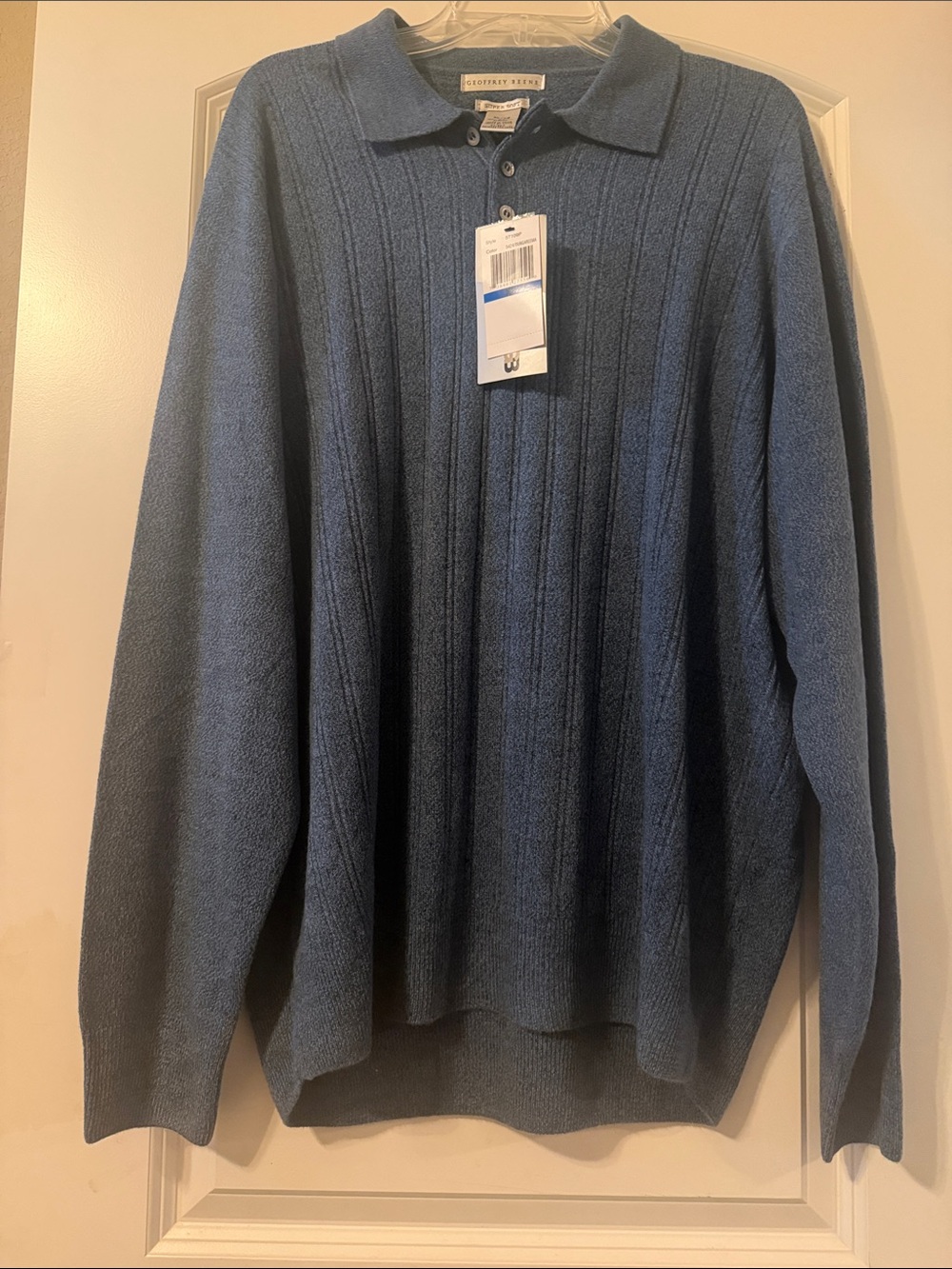 Geoffrey Beene Men's Slate Blue Crewneck Polo Sweater